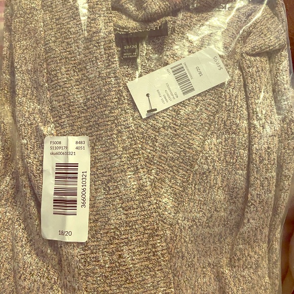 Light Pink and Grey Metallic Open Front Sweater - Picture 3 of 5